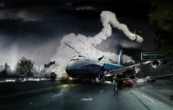 Картинка авария, самолет, люди