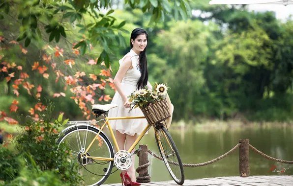 Картинка девушка, велосипед, азиатка