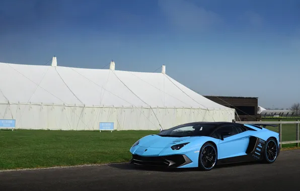 Картинка lamborghini, blue, aventador, lp 750-4, supervelo