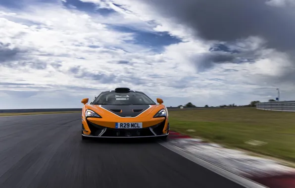 Купе, McLaren, спереди, трек, 2020, V8 twin-turbo, 620R, 620 л.с.