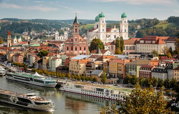 Картинка церковь, Saint Paul, Passau, Бавария, Дунай, река