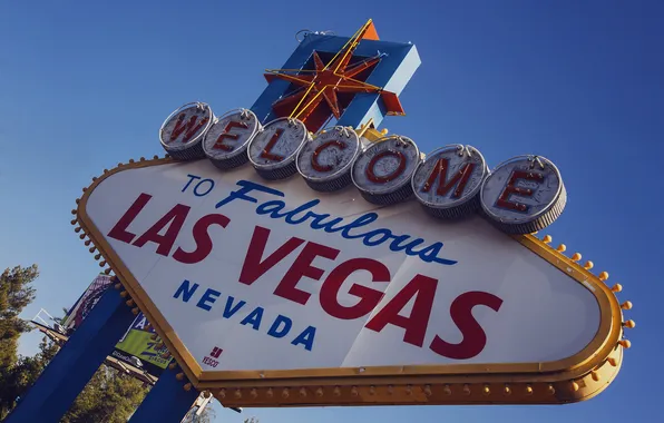 Картинка надпись, знак, лампочки, Las Vegas, Nevada, добро пожаловать в Лас-Вегас