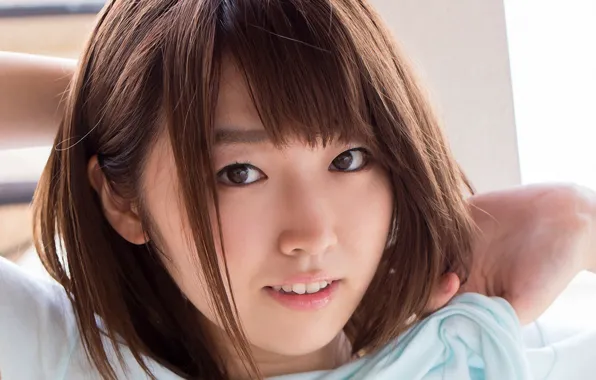 Girl, smile, beautiful, short hair, pretty, face, brunette, asian