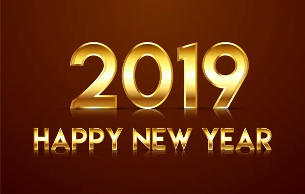 Картинка золото, Новый Год, цифры, golden, черный фон, black, background, New Year