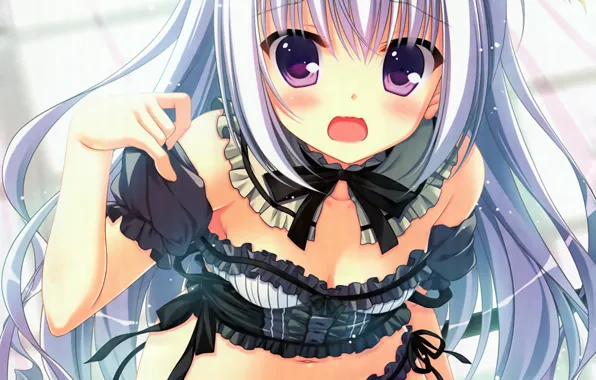 Girl, sexy, lingerie, cleavage, panties, long hair, boobs, anime