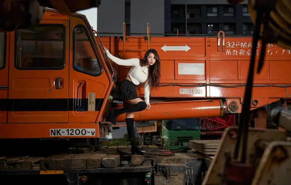 Картинка Asian, long hair, model, women, skirt