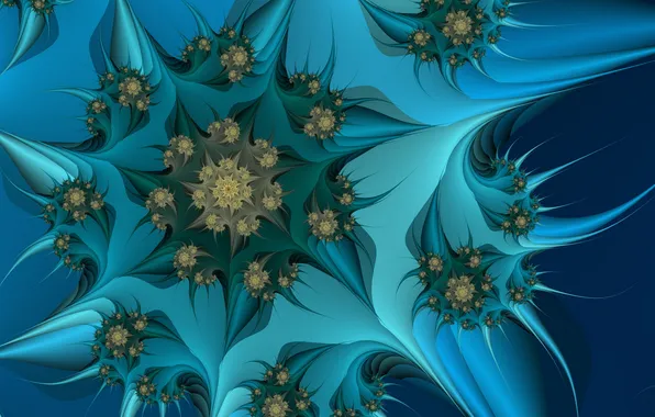 Картинка цветок, синий, фон, фрактал