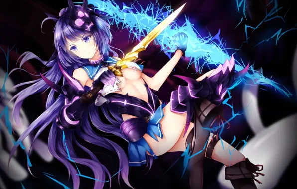Skull, girl, sword, ass, boobs, breast, ken, blade