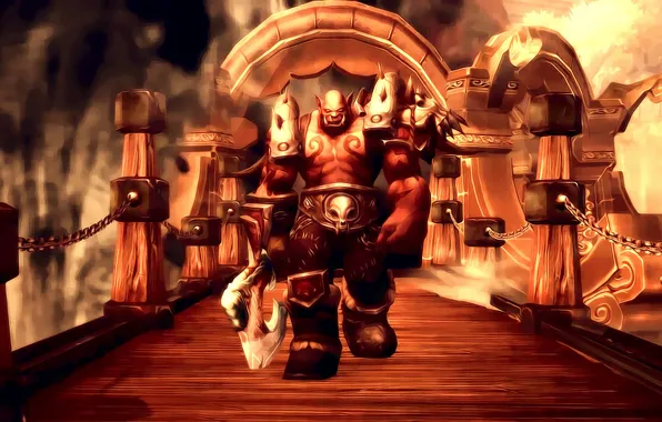 Воин, топор, орк, wow, world of warcraft, тиран, Гаррош Адский Крик, вождь