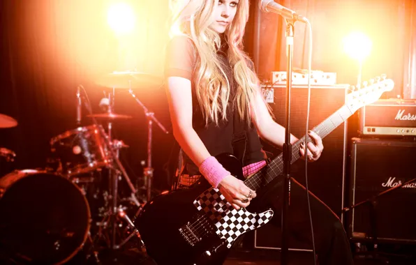 Гитара, блондинка, Avril Lavigne, аврил лавин