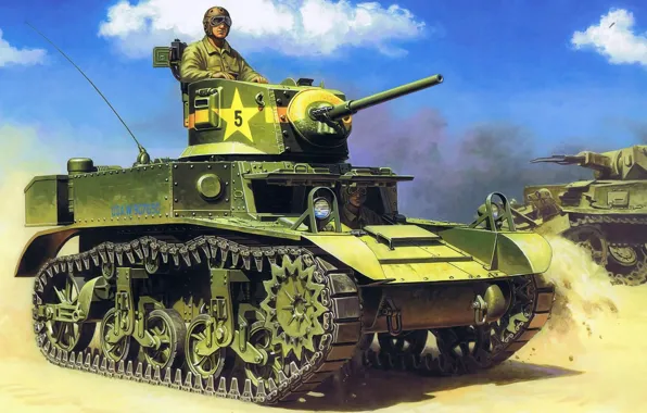 Танк, Вторая мировая, США, американский, легкий танк, m3 stuart, танкисты, м3 стюарт