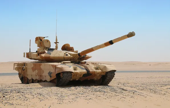 Песок, пустыня, Т-90МС, танк РФ