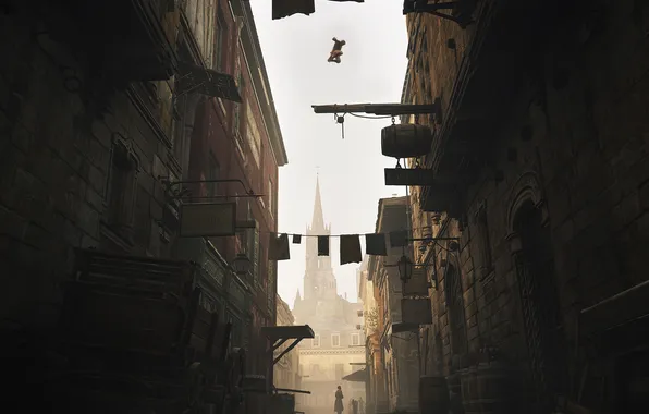 Картинка город, здание, переулок, Assassin’s Creed Unity