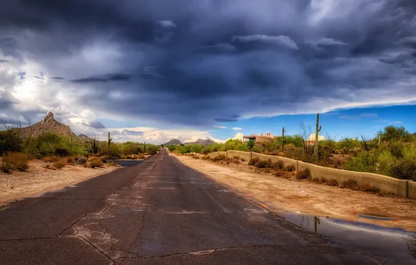 Дорога, небо, пейзаж