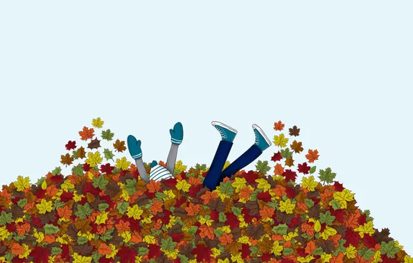 Картинка осень, листья, люди, девушки, настроение, человек, парни