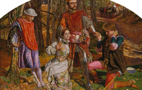 Картинка 1851, Уильям Холмен Хант, по пьесе Шекспира Два Веронца, Валентин спасает Сильвию от Протея