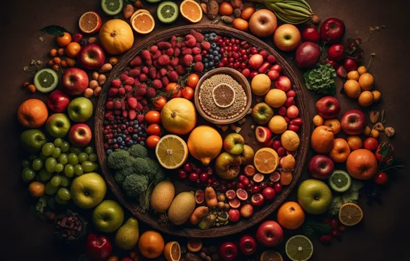 Ягоды, еда, фрукты, много, разные, вкусно, сочные, ассорти