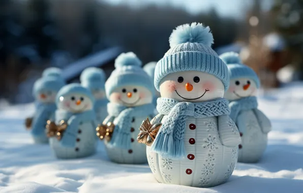 Зима, снег, Новый Год, Рождество, снеговик, happy, Christmas, winter