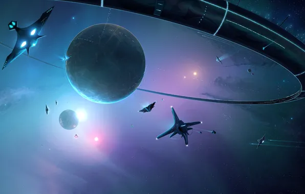 Станция, Планета, Космос, Планеты, Star, Арт, Space, Art