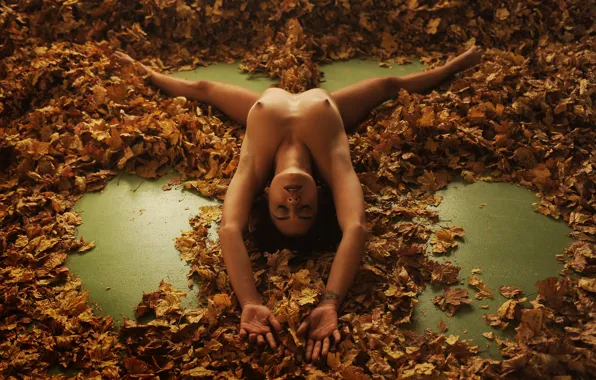 Грудь, листья, соски, ножки, бёдра, обнажённая, Joy Lamore