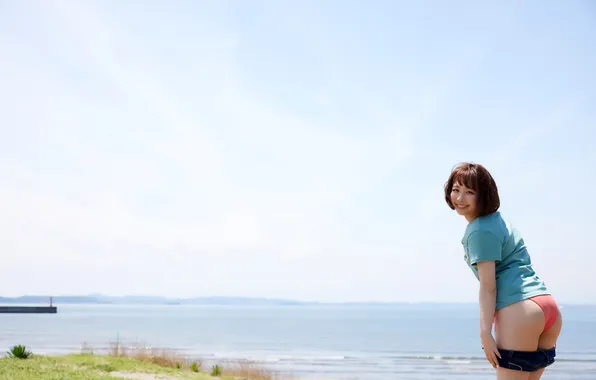 Asian, Model, Water, Smile, Woman, Ocean, Sea, Pretty