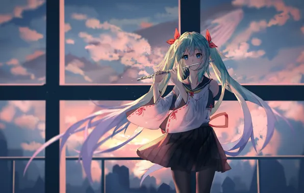 Закат, Hatsune Miku, Vocaloid, Вокалоид, Хатсуне Мику