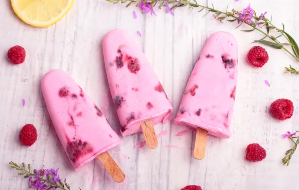 Малина, мороженое, десерт, raspberry, ice cream, фруктовое