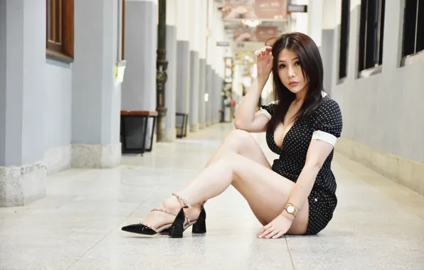 Девушка, платье, ножки, азиатка