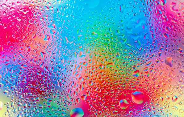 Стекло, вода, капли, colorful, rainbow, glass, rain, water