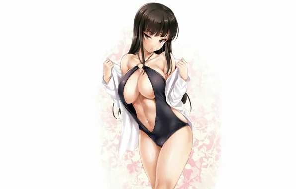 Girl, sexy, cleavage, long hair, boobs, anime, beautiful, pretty