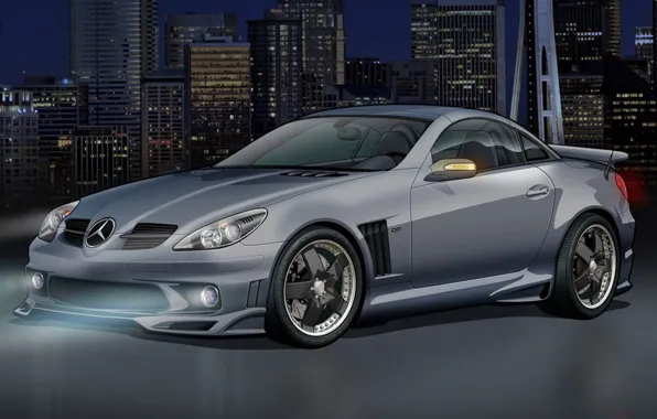Тюнинг, рисунок, mercedes, custom, slk