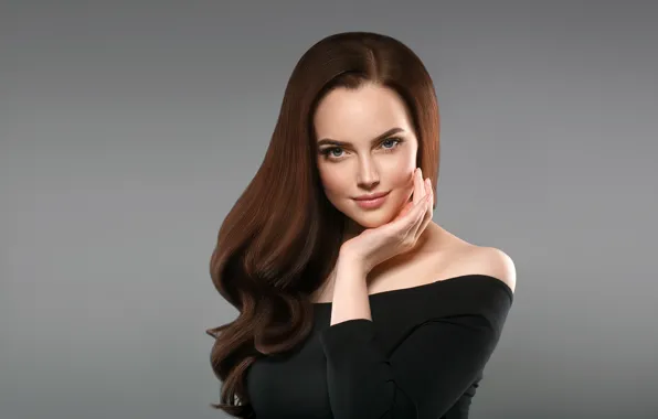Взгляд, девушка, поза, фон, рука, макияж, жест, woman