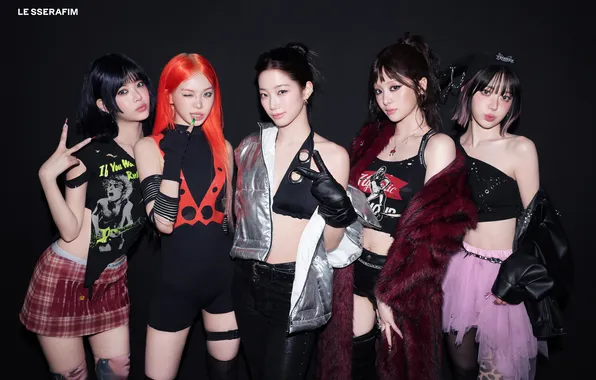 Картинка K-Pop, Kazuha, Huh Yunjin, Hong Eunchae, Kim Chaewon, Gloves, LE SSERAFIM, Coat