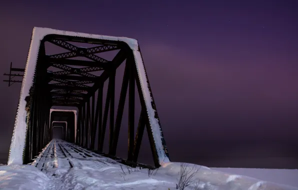 Картинка зима, ночь, мост