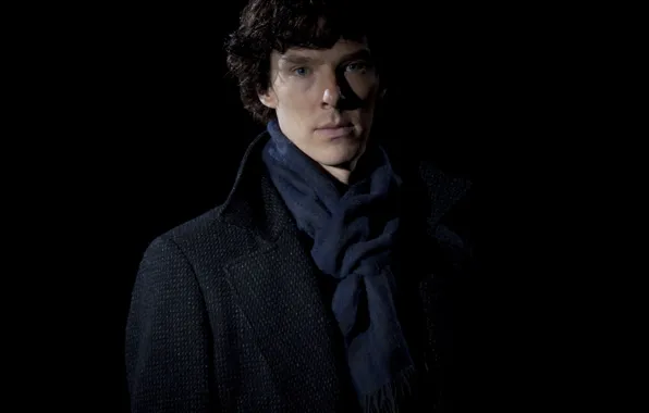 Шерлок Холмс, чёрный фон, Бенедикт Камбербэтч, Sherlock, Шерлок, Sherlock BBC, Sherlock (сериал)