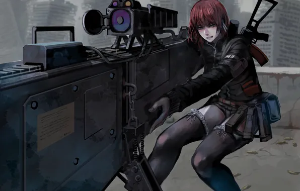 Картинка girl, gun, weapon, anime, rifle, japanese