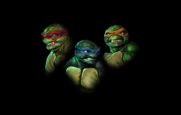 Картинка Минимализм, Black, Raphael, Leonardo, Черепашки-Ниндзя, Michelangelo, Ninja Turtles