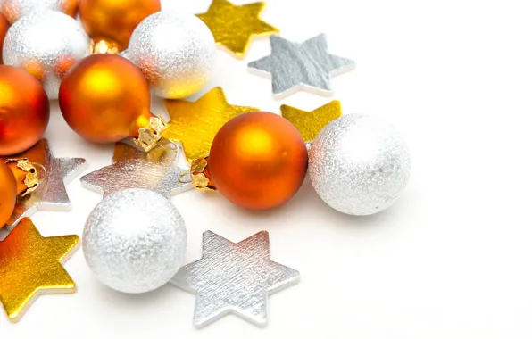 Картинка шарики, украшения, отражение, обои, игрушки, звезда, блеск, рождество
