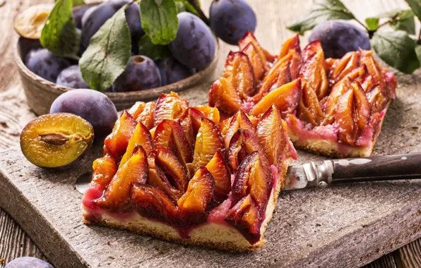 Картинка выпечка, слива, сливовый пирог, pastries, plum, plum pie