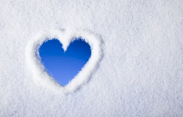 Зима, снег, сердечко, heart, winter, snow