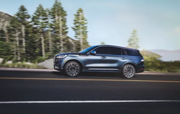 Дорога, Lincoln, скорость, вид сбоку, Aviator, 2020