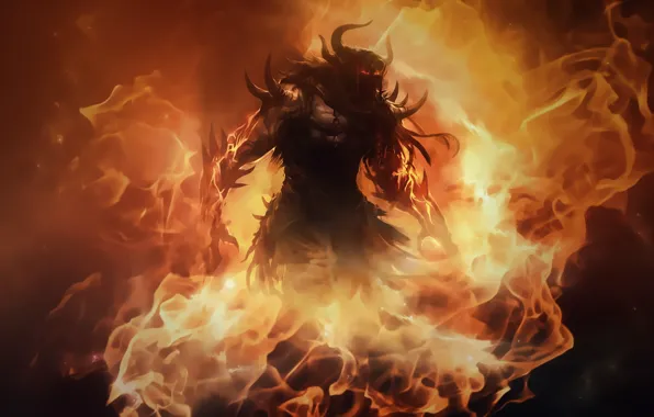 Пламя, монстр, guild wars 2, fire lord