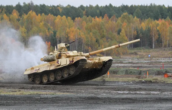 Картинка сила, прыжок, красота, танк, Россия, военная техника, Т-90 С, УВЗ