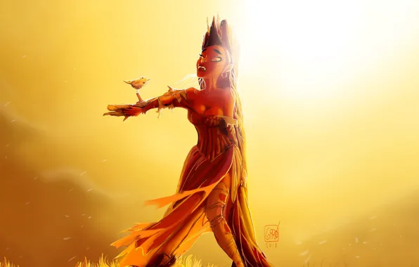Солнце, Дерево, Свет, Птичка, Fantasy, Страх, Sun, Фантастика