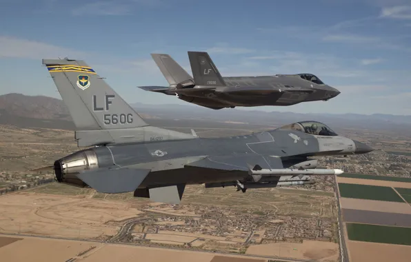 Картинка истребители, F-16, Fighting Falcon, Lightning II, F-35, «Файтинг Фалкон»