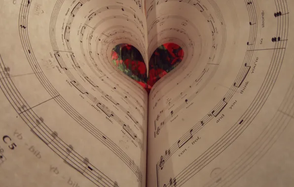 Картинка ноты, сердце, music