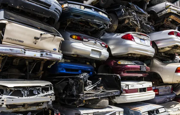 Metal, vehicles, scrap metal, accumulated