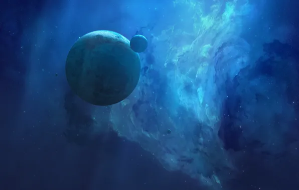 Звезды, Планета, Космос, Туманность, Планеты, Fantasy, Planets, Арт