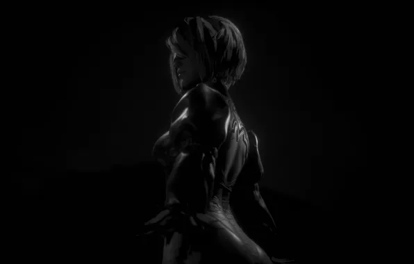 Картинка monochrome, black background, PlayStation, video games, Nier Automata, Stellar Blade, Eve, 2B Nier Automata