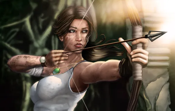 Картинка lara croft, tomb raider, art, bow, arrow